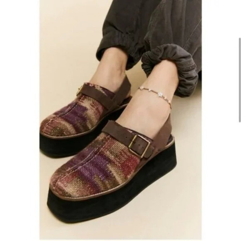Free People Astrid Platform Clogs Mule in Mulberry Mix - Women's Size 11 US New - Picture 4 of 7